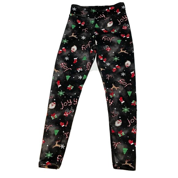 No Boundaries Christmas fleece sweatpants womens medium 7 - 9 24 x 29 black - Picture 1 of 10